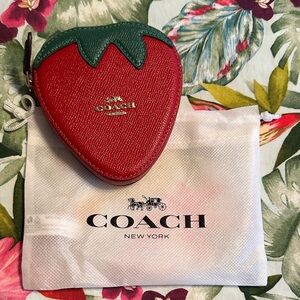 Coach Strawberry-Shaped Red and Green Pouch